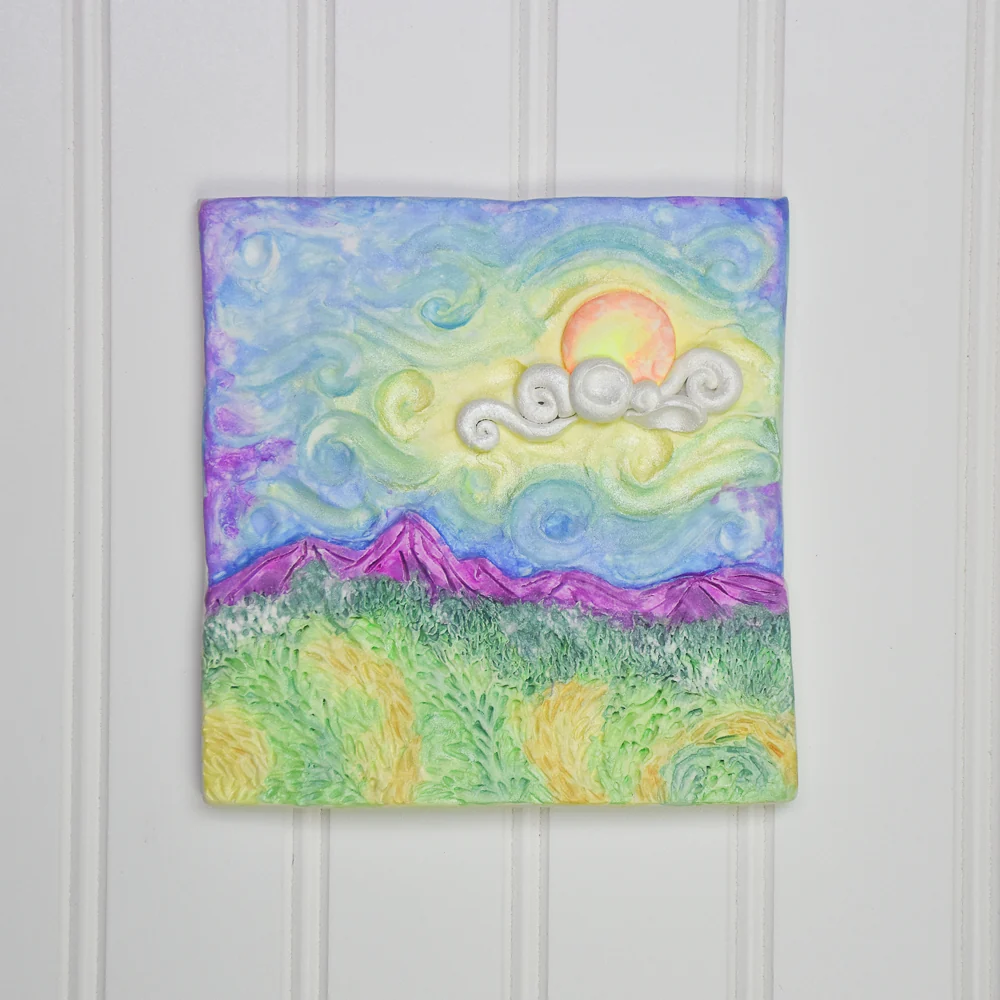 Sculpey® Air Dry Clay and Sakura Koi Watercolors Relief Wall Plaque