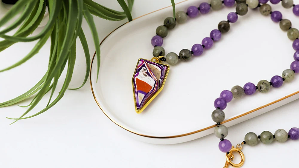 Sculpey Premo™ Faux Stone Pendant with Stone Necklace