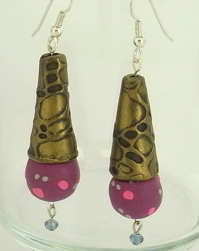 Sculpey Soufflé Faux Metal Bead Cap Earrings